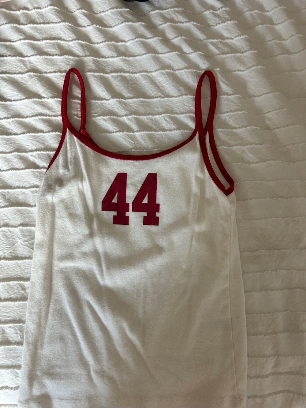 White & Red Number 44 Spaghetti Strap Tank Top
